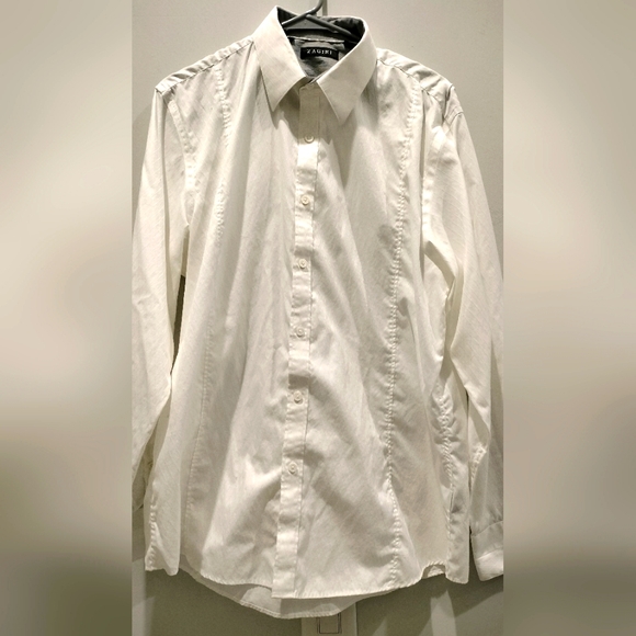 Zagiri Shirts Mens Zagiri White Button Up Long Sleeve Dress Shirt